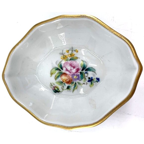 Limoges France Trinket Dish Gold Trim White Porcelain Candy Dish 4" Hand Painted - Picture 1 of 8